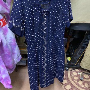 Vintage Navy Blue/White polka dot dress